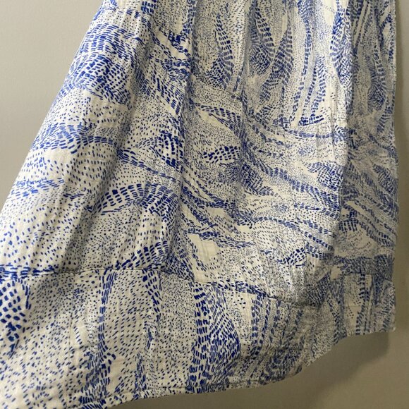 REFASHIONED Plus Size Upcycled 100% Cotton White Blue Double Gauze Strap Dress - Picture 8 of 13